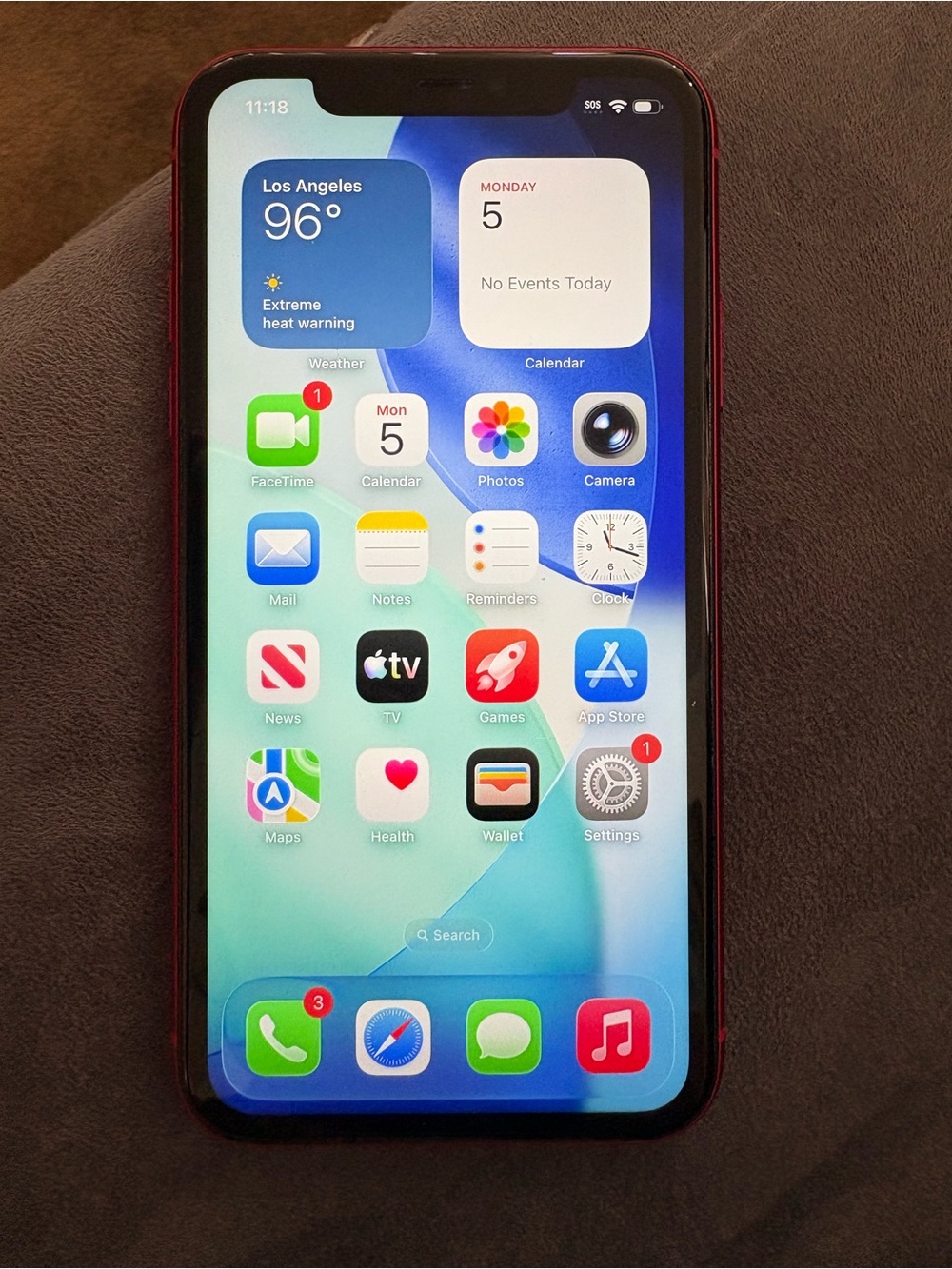 Apple 11 64GB Red iPhone with White Apple Logo